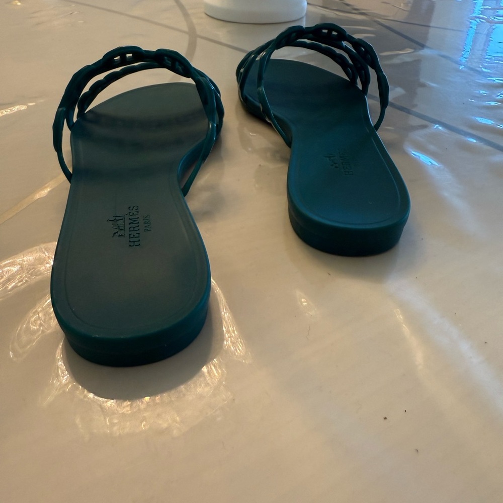 Hermes Teal Chain-Link Sandals - Picture 6 of 7